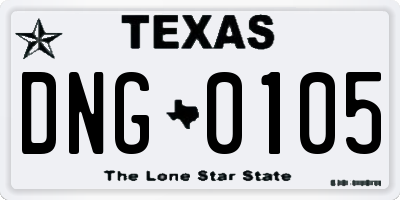 TX license plate DNG0105