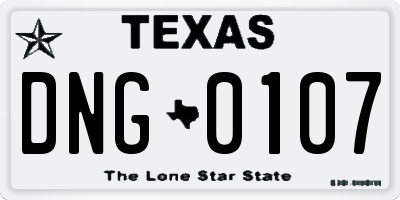 TX license plate DNG0107