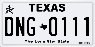 TX license plate DNG0111