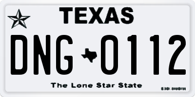 TX license plate DNG0112