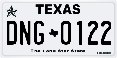 TX license plate DNG0122