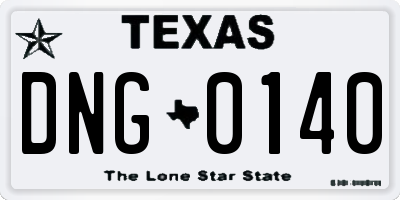 TX license plate DNG0140