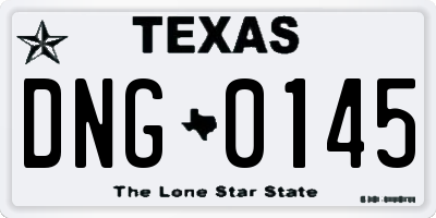 TX license plate DNG0145
