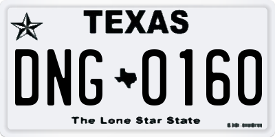 TX license plate DNG0160