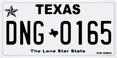 TX license plate DNG0165