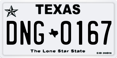 TX license plate DNG0167