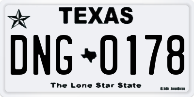 TX license plate DNG0178