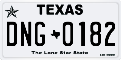 TX license plate DNG0182
