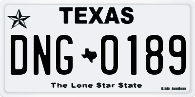TX license plate DNG0189