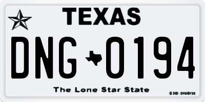 TX license plate DNG0194