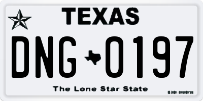 TX license plate DNG0197