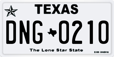 TX license plate DNG0210