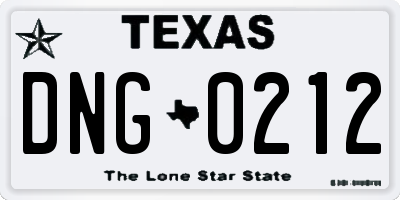 TX license plate DNG0212