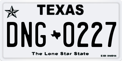 TX license plate DNG0227