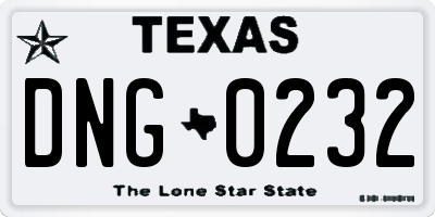 TX license plate DNG0232