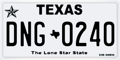 TX license plate DNG0240