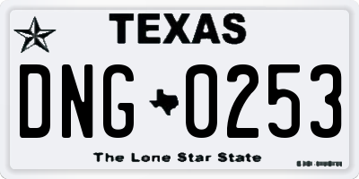 TX license plate DNG0253