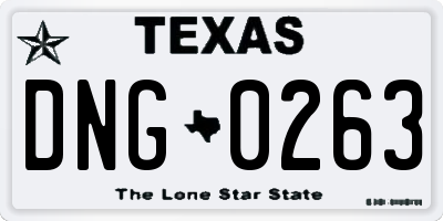 TX license plate DNG0263