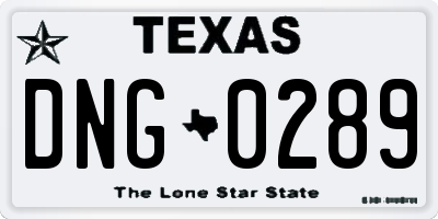 TX license plate DNG0289