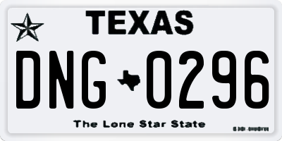 TX license plate DNG0296
