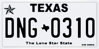 TX license plate DNG0310