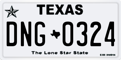 TX license plate DNG0324