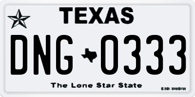 TX license plate DNG0333