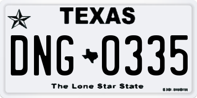 TX license plate DNG0335