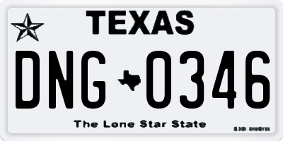 TX license plate DNG0346
