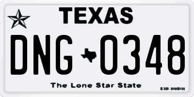 TX license plate DNG0348
