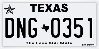TX license plate DNG0351