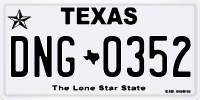 TX license plate DNG0352