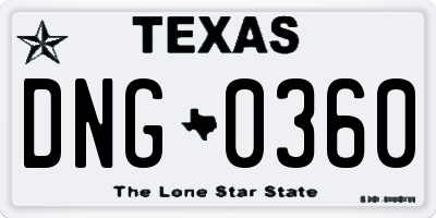 TX license plate DNG0360