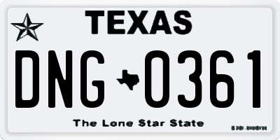 TX license plate DNG0361