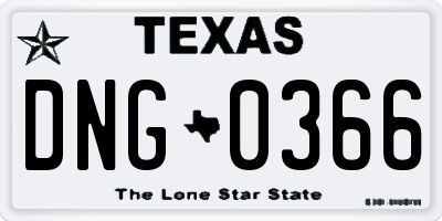 TX license plate DNG0366