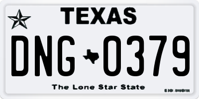 TX license plate DNG0379