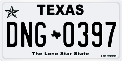 TX license plate DNG0397