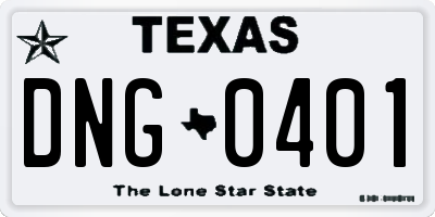 TX license plate DNG0401