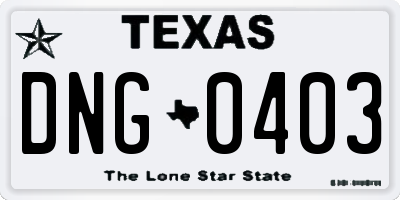 TX license plate DNG0403