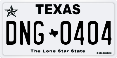 TX license plate DNG0404