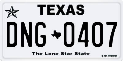 TX license plate DNG0407