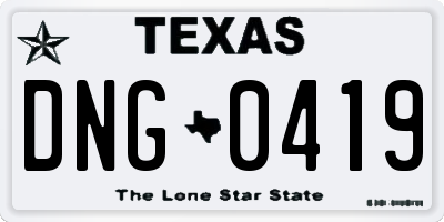 TX license plate DNG0419