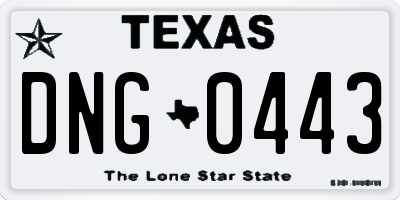 TX license plate DNG0443