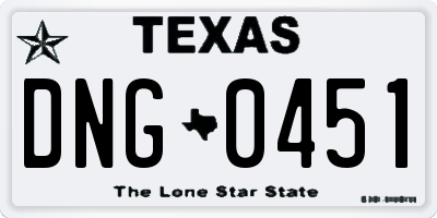 TX license plate DNG0451