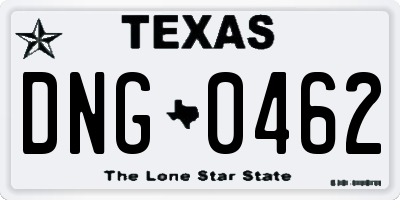 TX license plate DNG0462