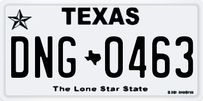 TX license plate DNG0463