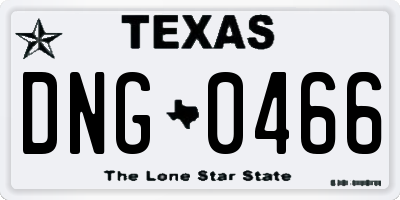 TX license plate DNG0466