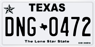 TX license plate DNG0472