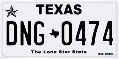 TX license plate DNG0474
