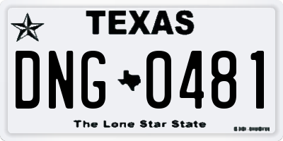 TX license plate DNG0481